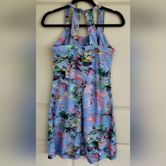 PrAna 'Cantine' Periwinkle Abstract Fractal Sleeveless Activewear Dress, Size XS - Picture 4 of 10